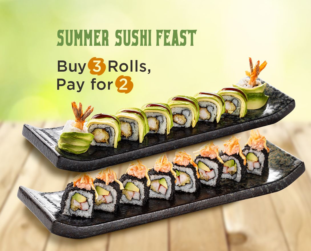 Buy 3 Rolls, Pay for Only 2 - Enjoy the Summer vibe with a sushi feast like no other